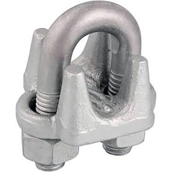 Product image of Safeline-FP's Drop Forged Wire Rope Clip. A steel clamp with an eye bolt and threaded socket with a white background.