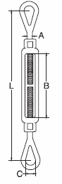 An illustration shows the mechanism for the Eye to Eye Drop Forged Turnbuckle manufactured by Safeline-FP.